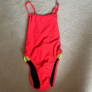 Jolyn Orange and Yellow Tie Back One Piece Swimsuit - Size 28 Gavin